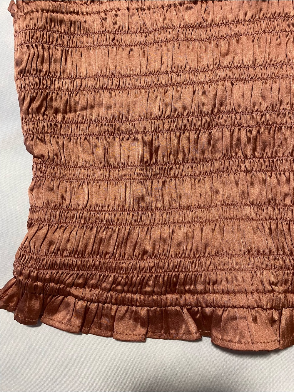 Free People Rusty Rose Smocked Satin Crop Top - Picture 2 of 6